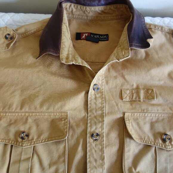 KAKADU Australia Canvas w/ Leather Trim Button Shirt / Jacket – Mens XL - Picture 1 of 7